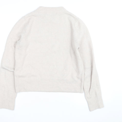 MNG Women’s Beige Wool Cashmere Crew Neck Jumper Size S