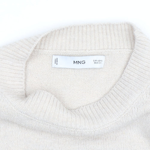 MNG Women’s Beige Wool Cashmere Crew Neck Jumper Size S