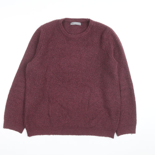 Marks and Spencer Men's Purple Chunky Knit Wool Blend Jumper Size L
