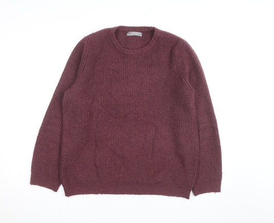 Marks and Spencer Men's Purple Chunky Knit Wool Blend Jumper Size L