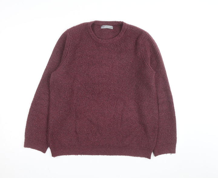 Marks and Spencer Men's Purple Chunky Knit Wool Blend Jumper Size L