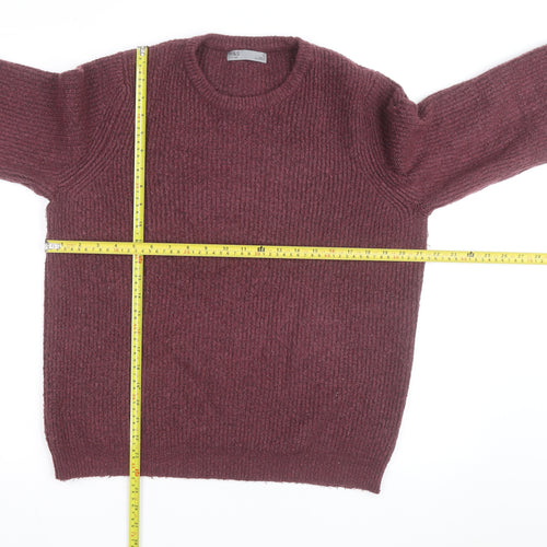Marks and Spencer Men's Purple Chunky Knit Wool Blend Jumper Size L