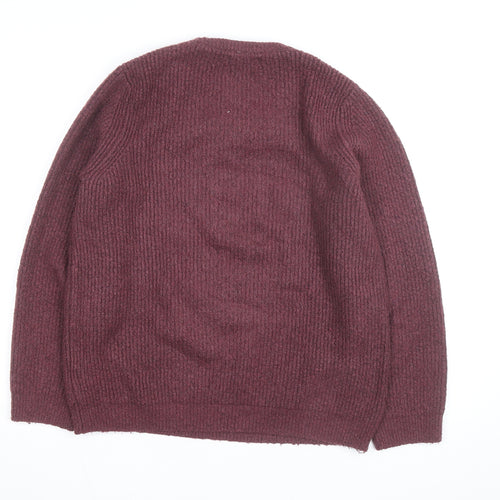 Marks and Spencer Men's Purple Chunky Knit Wool Blend Jumper Size L