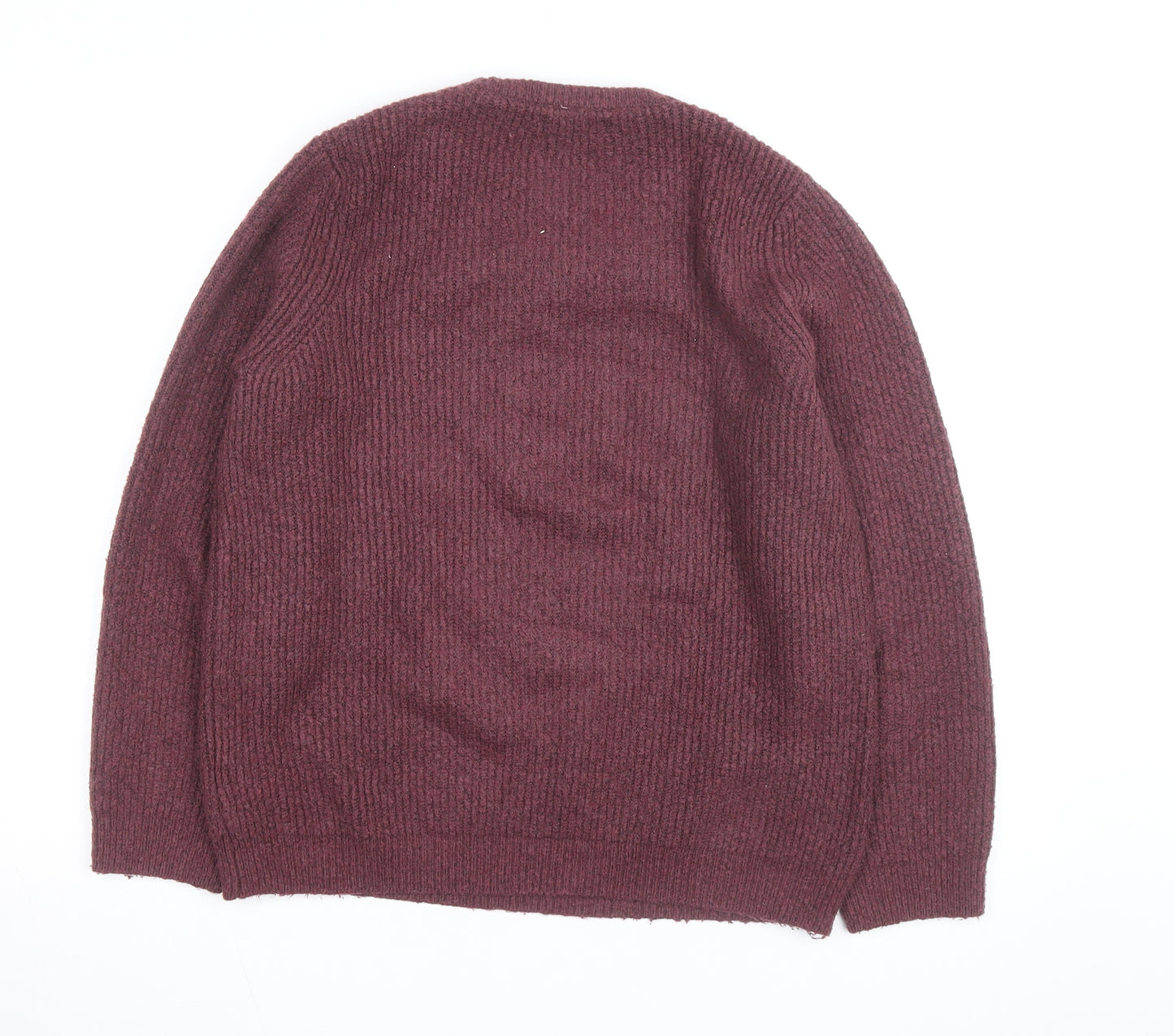 Marks and Spencer Men's Purple Chunky Knit Wool Blend Jumper Size L