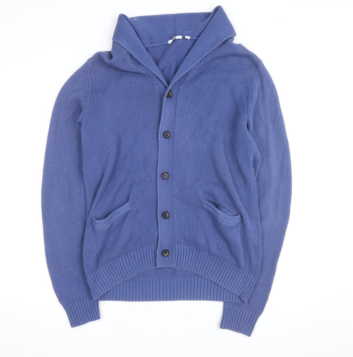Uniqlo Men's Blue Cotton Button Cardigan L Regular Fit