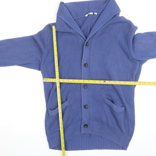 Uniqlo Men's Blue Cotton Button Cardigan L Regular Fit