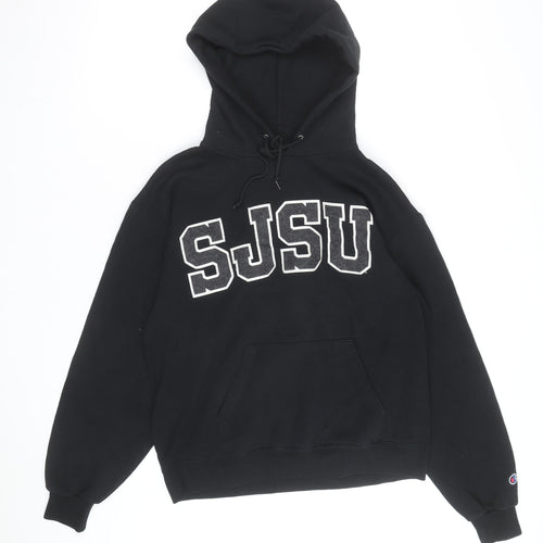 Champion Men's Black Pullover Hoodie SJSU Logo Medium Fleece Sweatshirt