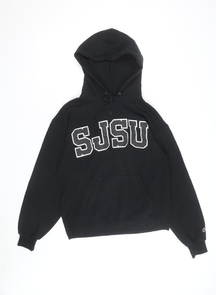 Champion Men's Black Pullover Hoodie SJSU Logo Medium Fleece Sweatshirt