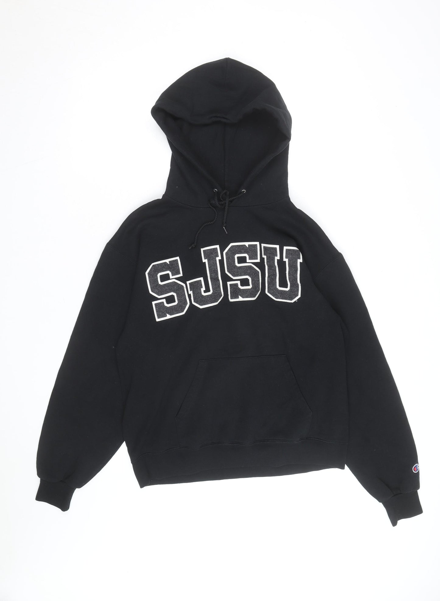 Champion Men's Black Pullover Hoodie SJSU Logo Medium Fleece Sweatshirt