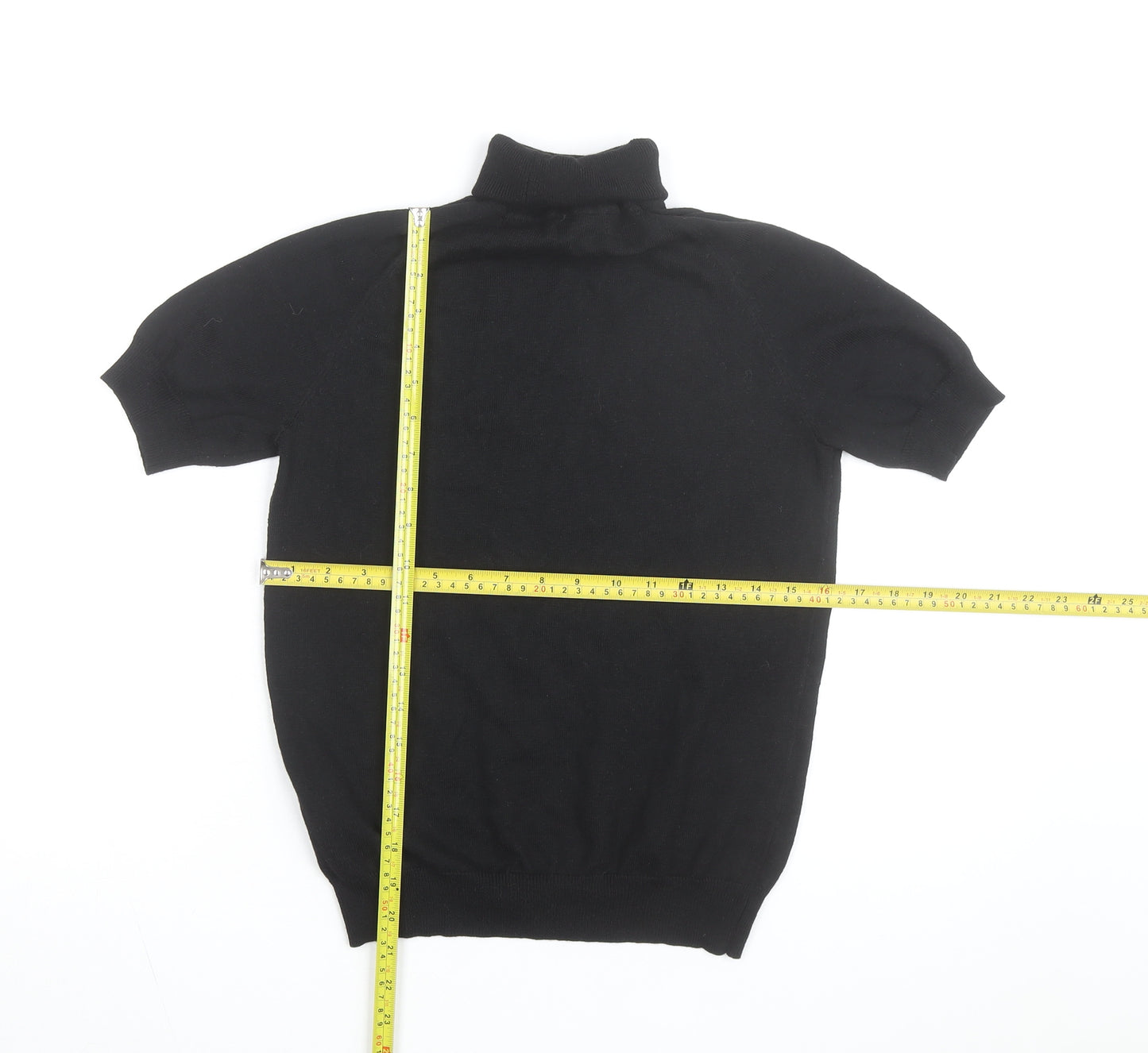 MOTF Women's Black Roll Neck Short Sleeve Knit Jumper Size M