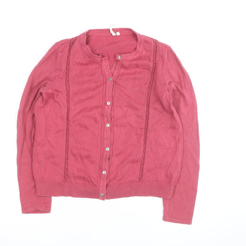 Hobbs Women Pink Cotton Knit Long Sleeve Cardigan Size 12