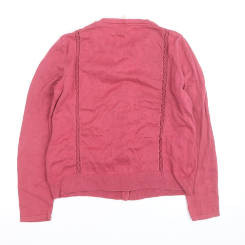 Hobbs Women Pink Cotton Knit Long Sleeve Cardigan Size 12