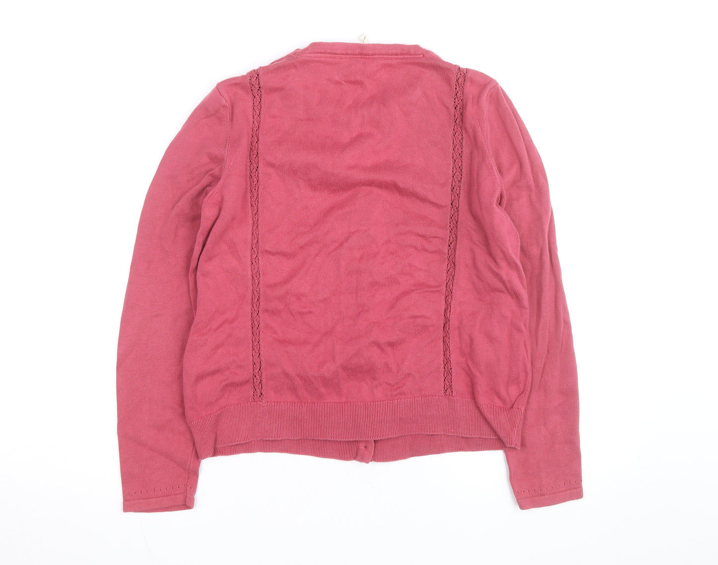 Hobbs Women Pink Cotton Knit Long Sleeve Cardigan Size 12