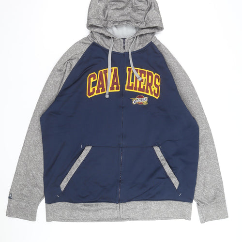 Antigua Mens Blue Grey Full Zip Hooded Sweatshirt XL Cleveland Cavaliers