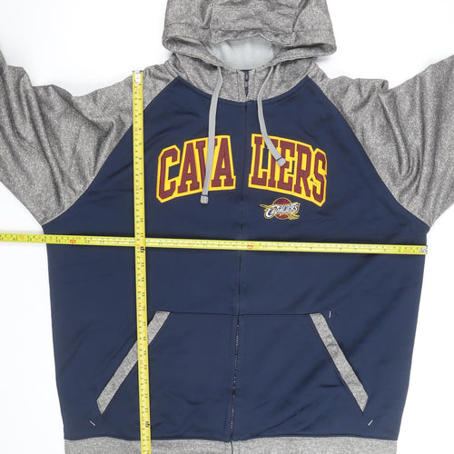 Antigua Mens Blue Grey Full Zip Hooded Sweatshirt XL Cleveland Cavaliers