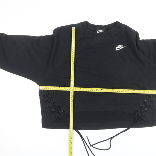 Nike Women's Black Lace-Up Crew Neck Pullover Sweatshirt M