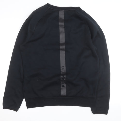 Puma Men's Black Crew Neck Sweatshirt M Regular Fit Logo Zip Detail