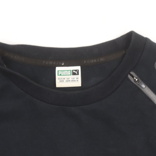 Puma Men's Black Crew Neck Sweatshirt M Regular Fit Logo Zip Detail