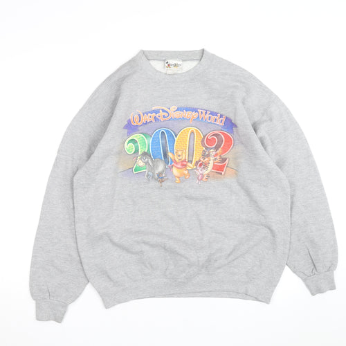 Disney Men Grey 2002 Winnie the Pooh Crew Neck Sweatshirt L