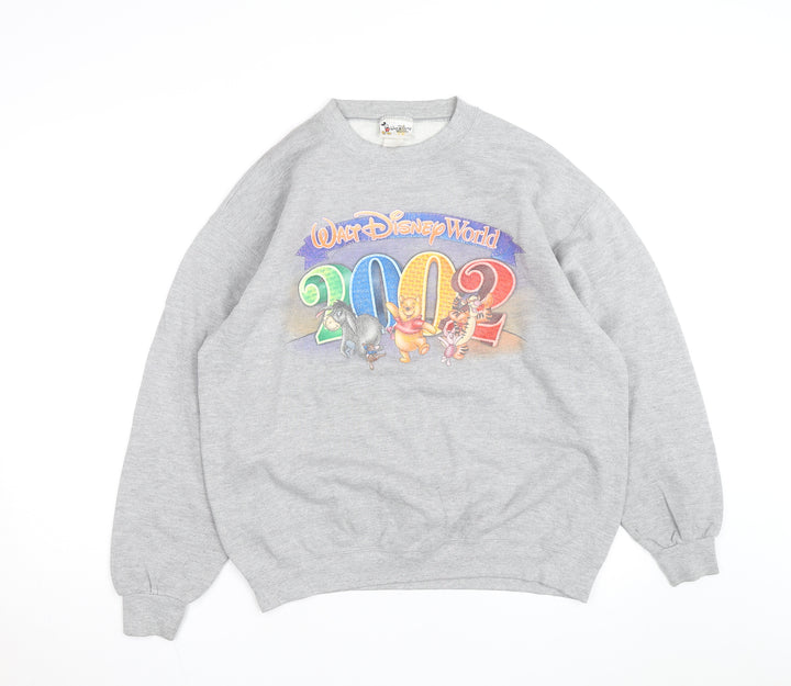 Disney Men Grey 2002 Winnie the Pooh Crew Neck Sweatshirt L