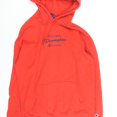 Champion Men's Red Small Pullover Hoodie with Logo Detail