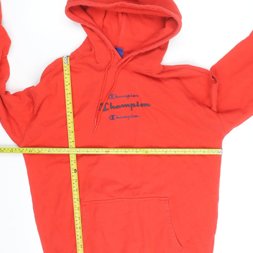Champion Men's Red Small Pullover Hoodie with Logo Detail