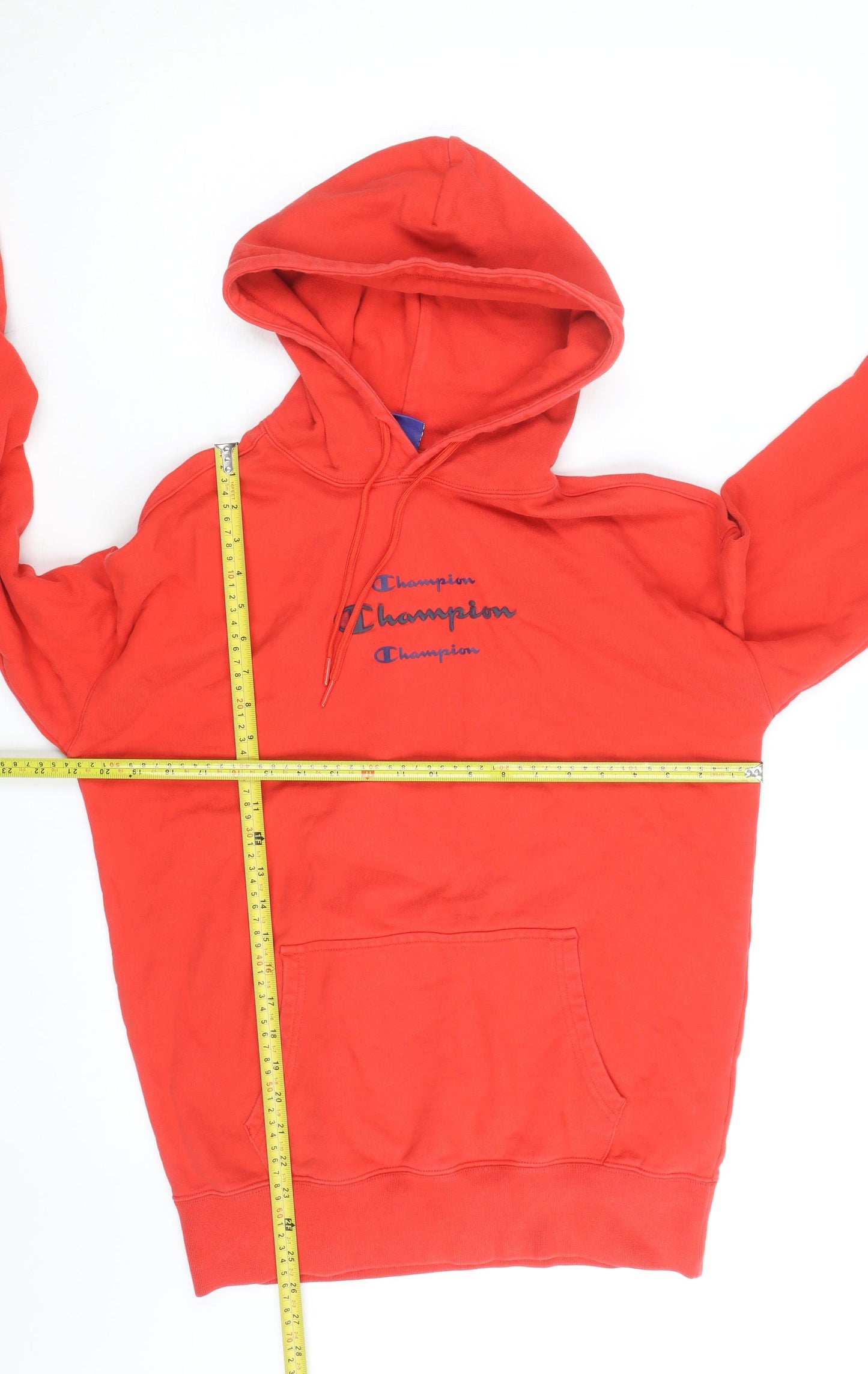 Champion Men's Red Small Pullover Hoodie with Logo Detail