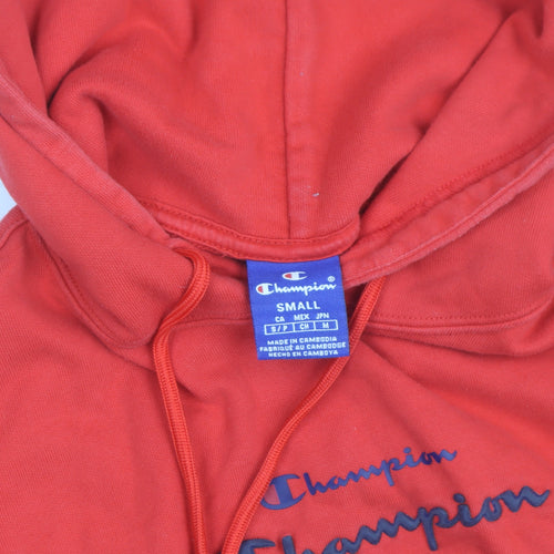 Champion Men's Red Small Pullover Hoodie with Logo Detail
