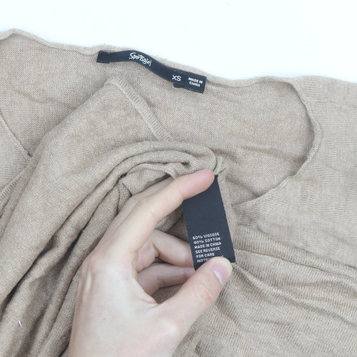Sportsgirl Women’s Beige XS Scoop Neck Knit Long Sleeve Pullover Jumper