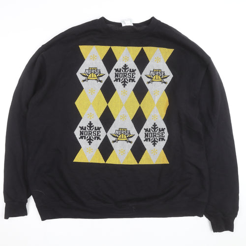 Champion Men's Black 2XL Pullover Sweatshirt Argyle Norse Design