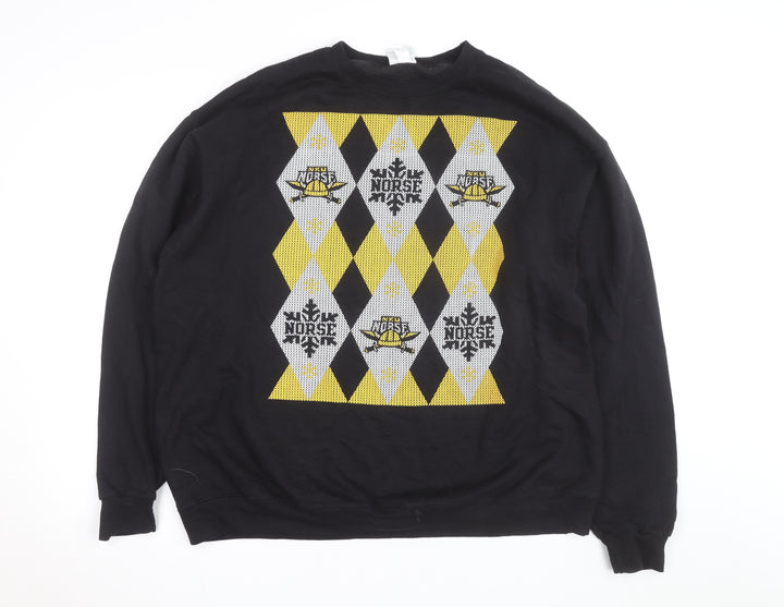 Champion Men's Black 2XL Pullover Sweatshirt Argyle Norse Design