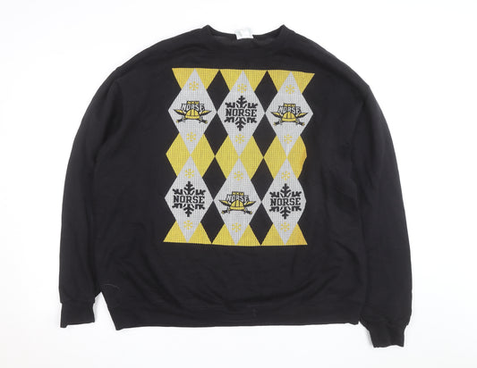 Champion Men's Black 2XL Pullover Sweatshirt Argyle Norse Design