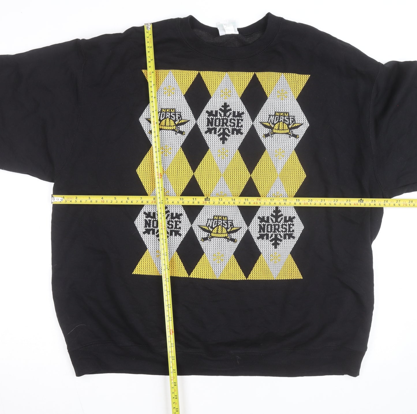 Champion Men's Black 2XL Pullover Sweatshirt Argyle Norse Design