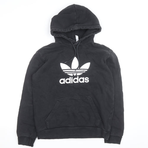 Adidas Men's Black Small Pullover Hoodie with Logo Print