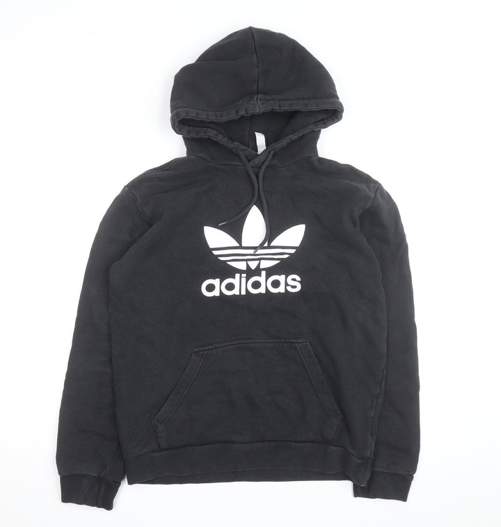 Adidas Men's Black Small Pullover Hoodie with Logo Print