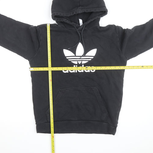 Adidas Men's Black Small Pullover Hoodie with Logo Print