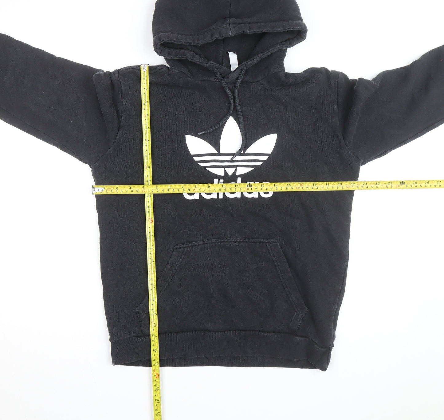 Adidas Men's Black Small Pullover Hoodie with Logo Print
