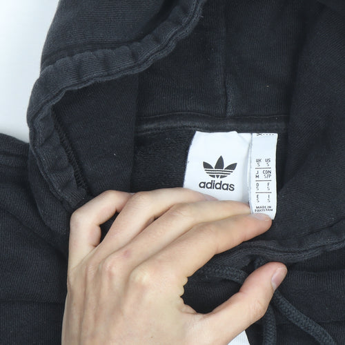 Adidas Men's Black Small Pullover Hoodie with Logo Print