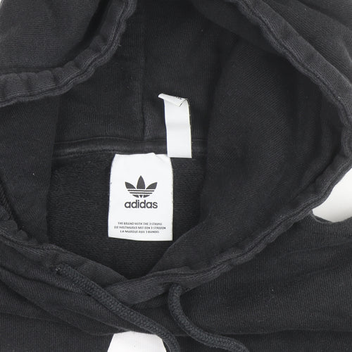 Adidas Men's Black Small Pullover Hoodie with Logo Print