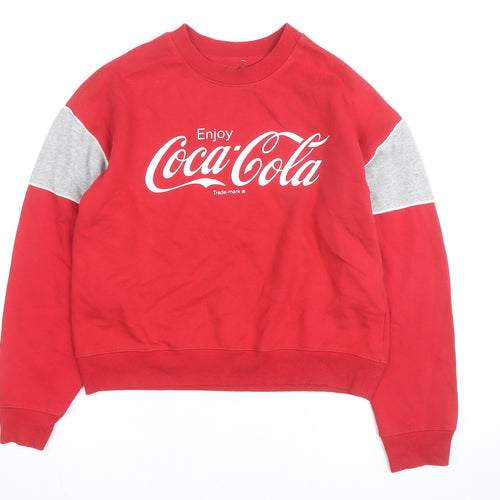 Coca-Cola Unisex Adults Red Crew Neck Pullover Sweatshirt Size S