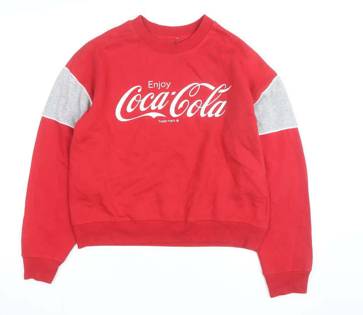 Coca-Cola Unisex Adults Red Crew Neck Pullover Sweatshirt Size S