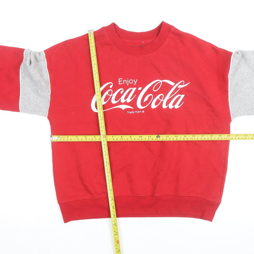 Coca-Cola Unisex Adults Red Crew Neck Pullover Sweatshirt Size S
