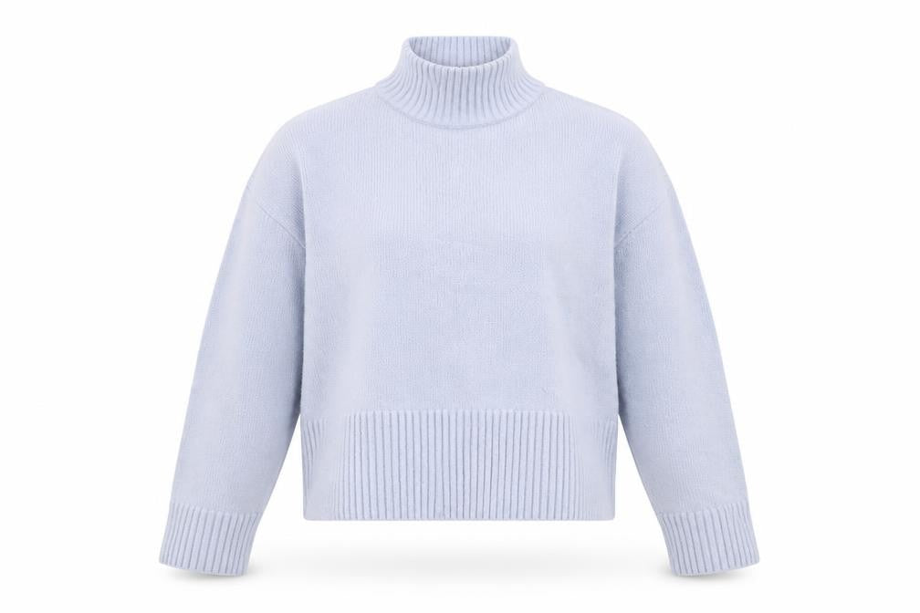 Front view of & Other Stories Women Blue Wool Roll Neck Jumper, size XS