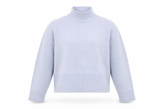 Front view of & Other Stories Women Blue Wool Roll Neck Jumper, size XS