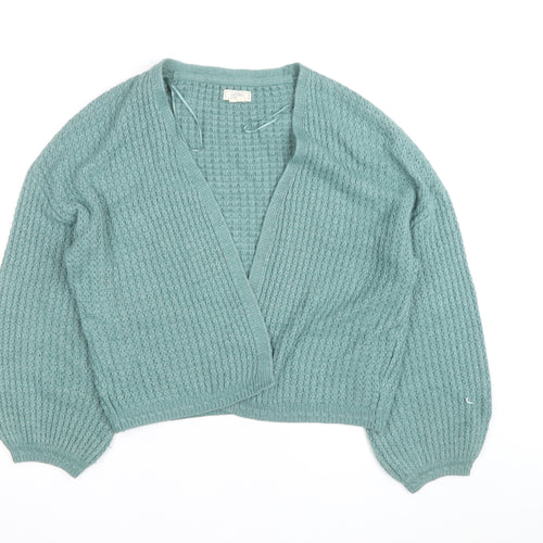 Fat Face Women’s Green Chunky Knit V-Neck Cardigan Size 14