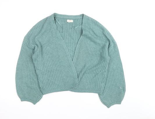 Fat Face Women’s Green Chunky Knit V-Neck Cardigan Size 14