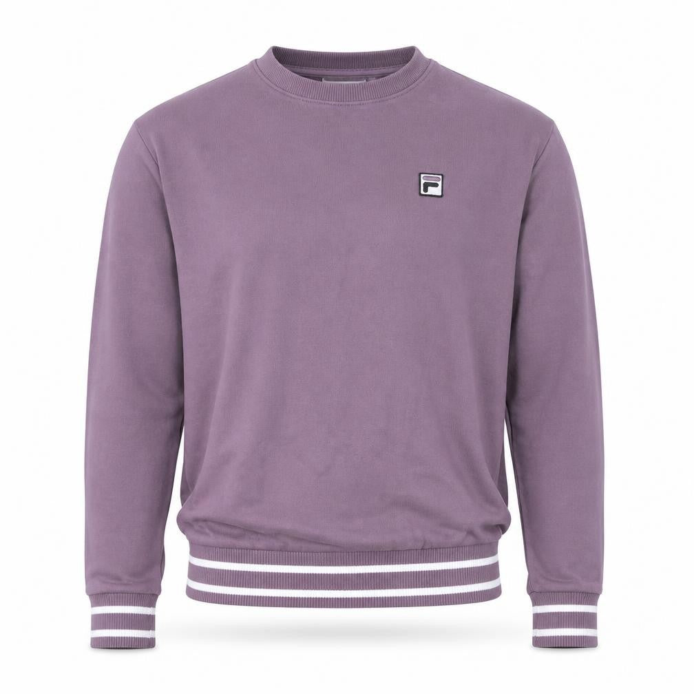 Front view of Fila Men's Purple Crew Neck Sweatshirt, size M, Classic Pullover
