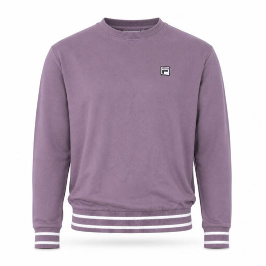 Front view of Fila Men's Purple Crew Neck Sweatshirt, size M, Classic Pullover