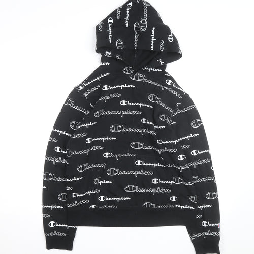 Champion Men's Black XL Pullover Hoodie Logo Print Fleece