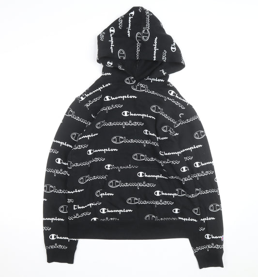 Champion Men's Black XL Pullover Hoodie Logo Print Fleece